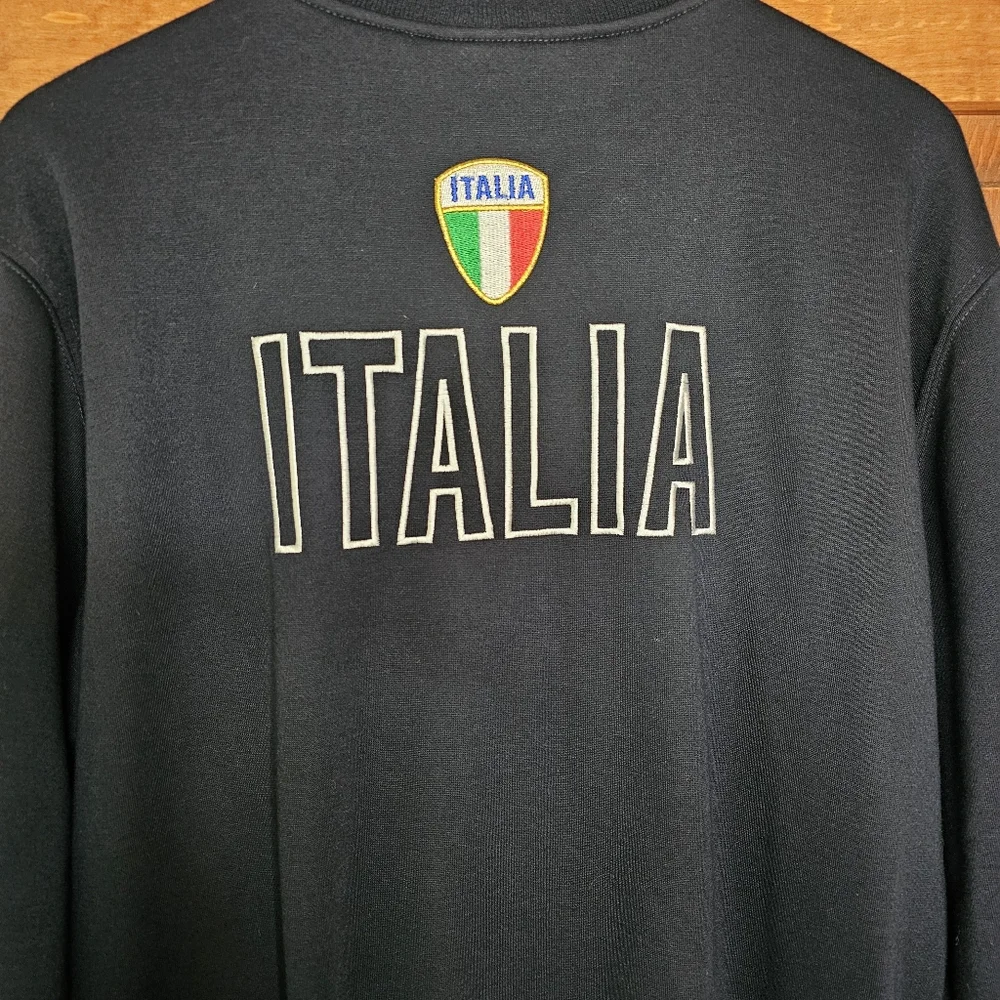 Retro Italia Track Jacket Full Zip Black Red Green White Trim Italy Flag Mens XL - Picture 5 of 12